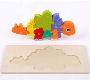 Puzzle Drewniane Układanka Dla Dzieci Dinozaur Zestaw Zabawka Prezent 3+ - Puzzle - miniaturka - grafika 1