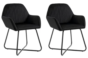 Zestaw 2 czarnych tapicerowanych welurem krzeseł E4-G50 - Krzesła Zestaw 2 czarnych tapicerowanych welurem krzeseł E4-G50 - Krzesła - miniaturka - grafika 1