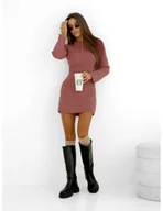 Sukienki - Sweterkowa mini sukienka NOVALIA - brudny róż - miniaturka - grafika 1