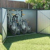 Altany ogrodowe - Schowek na rowery z metalu/ocynkowanej stali z efektem drewna 4 m² na 4 rowery - NIKI - miniaturka - grafika 1
