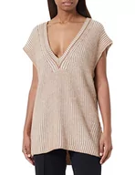 Kurtki damskie - Sisley Kurtka damska S/L V Neck Sweater 117GL400D, beżowa 905, XS - miniaturka - grafika 1