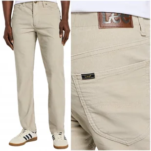 Lee SLIM FIT Extreme Motion DOPASOWANE BEŻOWE WYGODNE SZTRUKSY W36 L32 - Spodnie męskie - miniaturka - grafika 1