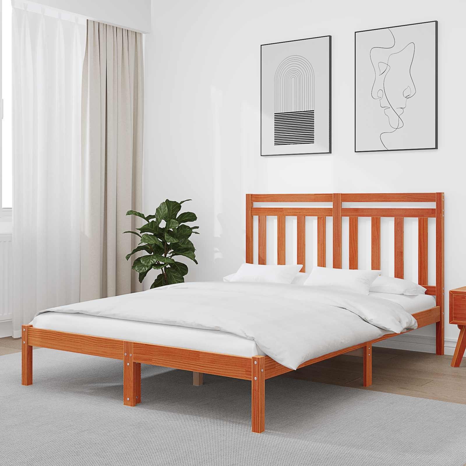 vidaXL Ramka łóżka 2 pcs Woskowy brąz 140 x 190 cm Lite drewno sosnowe