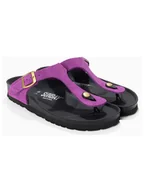 Klapki i japonki damskie - Sunbay Skórzane japonki "Camelia" w kolorze fioletowym - miniaturka - grafika 1