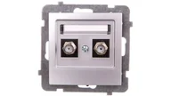 Gniazdka elektryczne - Ospel AS srebrny gniazdo antenowe podwójne typu F GPA-2GF/m/18 GPA-2GF/m/18 - miniaturka - grafika 1