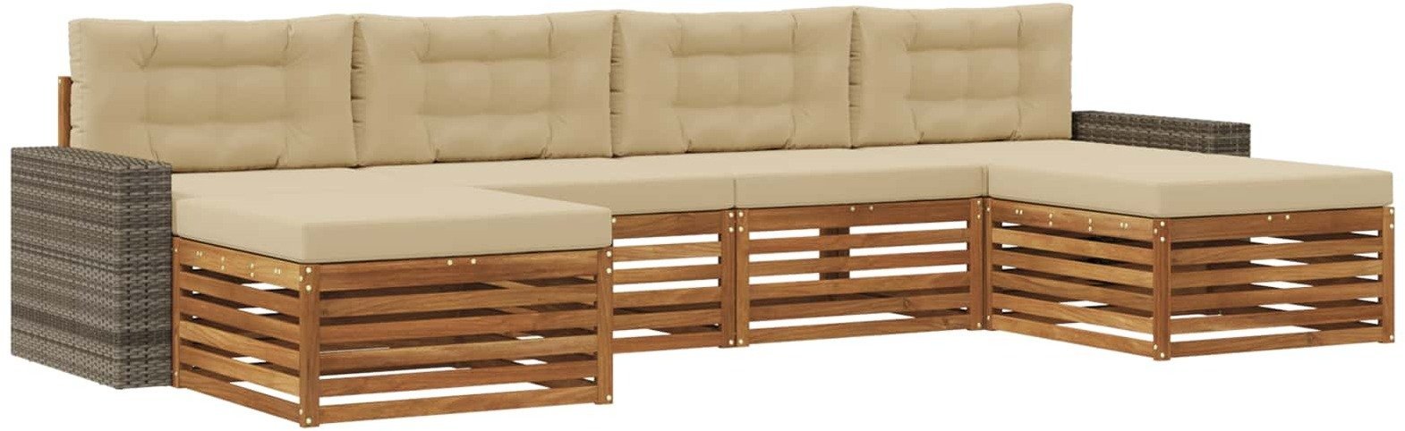 vidaXL Zestawy sof z poduszką 6 pcs Lite Drewno Akacji