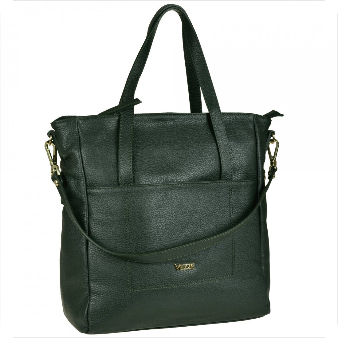 VEZZE Torba shopper zieleń butelkowa ze skóry naturalnej XL