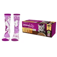 Mokra karma dla kotów - Zestaw, WHISKAS Adult Pure Delight Drobiowe Frykasy 40x85g + skarpetki - miniaturka - grafika 1