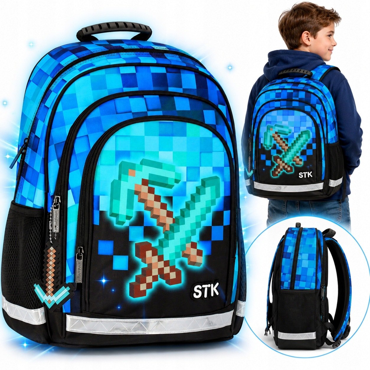 Plecak Szkolny Minecraft Przedszkolny Tornister 23L Plecak Dla Chłopca
