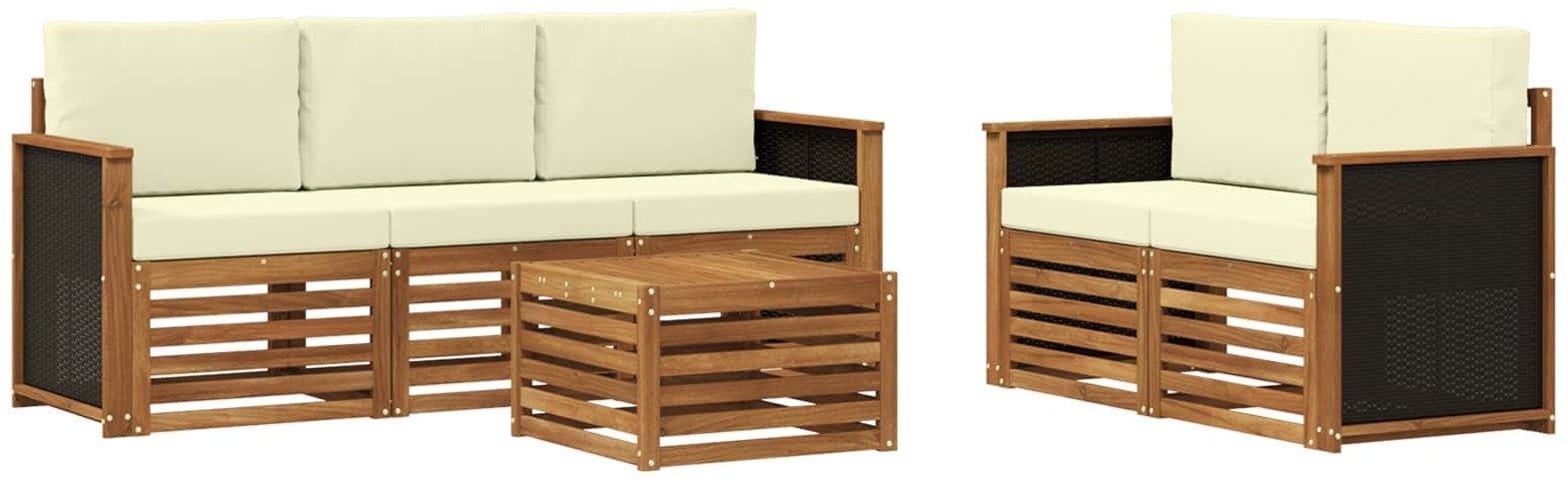 vidaXL Zestawy sof z poduszką 6 pcs Lite Drewno Akacji