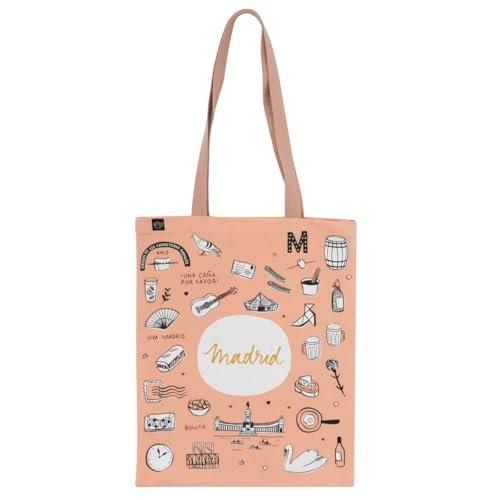 Mr. Wonderful - Torba materiałowa - Madryt - Bawełniana torba na ramię + zapięcie na zamek błyskawiczny + wewnętrzna kieszeń, Biały, Użytkowy