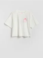 Koszulki dla dziewczynek - Reserved - T-shirt z nadrukiem - złamana biel - miniaturka - grafika 1