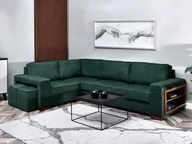 Narożniki - Designerski Narożnik Z Funkcją Spania London 2 Zielony - miniaturka - grafika 1