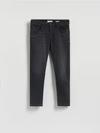 Spodnie męskie - Reserved - Jeansy slim z efektem sprania - szary - miniaturka - grafika 1