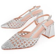 Czółenka - Montevita Buty Na Obcasie Carola Srebrny - miniaturka - grafika 1