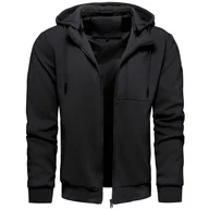 Kurtki męskie - Bluzo-kurtka męska z odczepianym kapturem czarna Recea - miniaturka - grafika 1