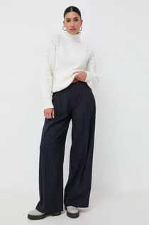 Spodnie damskie - Silvian Heach spodnie damskie kolor granatowy szerokie high waist - grafika 1