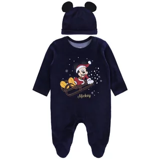 Pajacyki dla niemowląt - Granatowy Świąteczny Pajacyk + Czapka Myszka Mickey Disney, Certyfikat Oeko-Tex 50 Cm - grafika 1