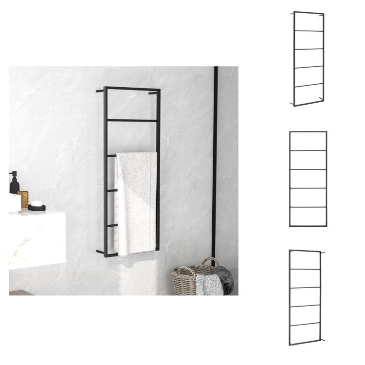 vidaXL Wieszak na ręczniki czarny 45x10x115 cm stalowy - Wieszak na ręczniki