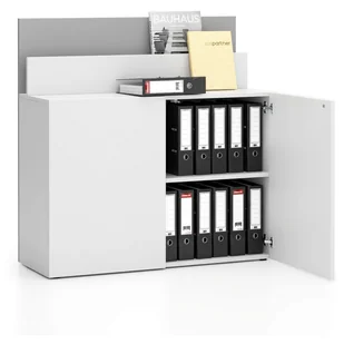 B2B Partner Dodatkowa szafka do biurka LAYERS, krótka, biała/szara 611537 - Szafki biurowe - miniaturka - grafika 1