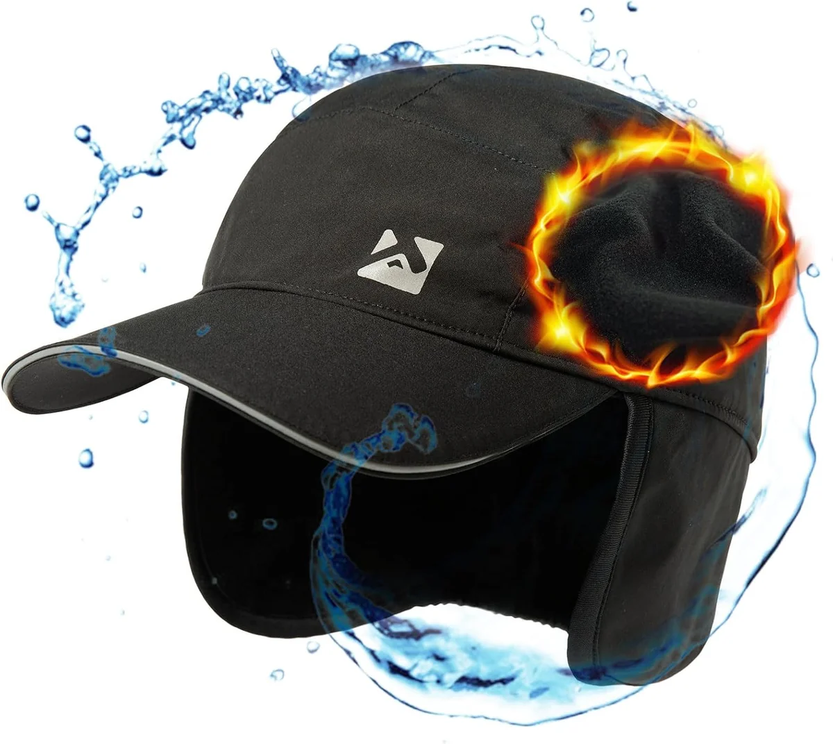 CZAPKA ZIMOWA MĘSKA WODOODPORNA Z POLAREM I KLAPKAMI NA USZY XL-XXL CZARNA