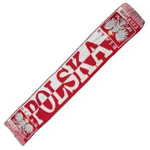 Szalik Euro biało czerwony wzór 2 - Apaszki i szaliki damskie - miniaturka - grafika 1