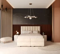 Łóżko kontynentalne LINCOLN materace, 2 pojemniki na pościel - 160x200 - PARIS - Cream