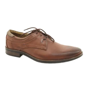 KOMODO Eleganckie buty męskie 877 brązowe - Półbuty męskie - miniaturka - grafika 1