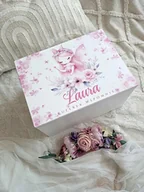 Pamiątka Chrztu Świętego - KUFEREK ANIOŁ wróżka prezent na chrzest dziewczynki kuferek wspomnień - miniaturka - grafika 1