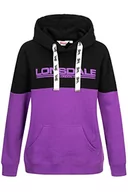 Bluzy damskie - Lonsdale Damska bluza z kapturem oversize wardie, Purple/Black/White, XL - miniaturka - grafika 1