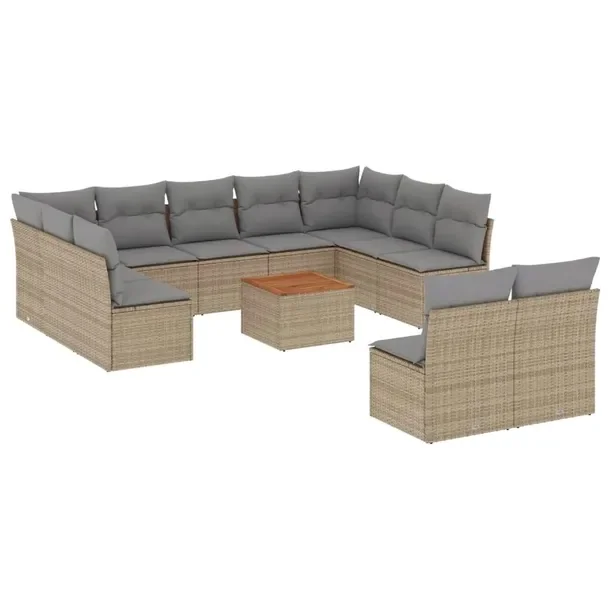 Zestaw mebli ogrodowych beżowy, rattan PE, wymiary: 62 x 62 x 69 cm