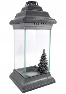 Znicz Choinka Szklany Lampion Znicz Na Boże Narodzenie Srebrny 31Cm - Lampiony i znicze - miniaturka - grafika 1