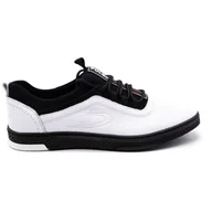 Półbuty męskie - Buty męskie skórzane casual K24 białe z czarnym - Polbut - miniaturka - grafika 1