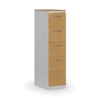 Szafy biurowe - Kartoteka metalowa PRIMO z drewnianym frontem A4, 5 szuflad, biały/buk - miniaturka - grafika 1