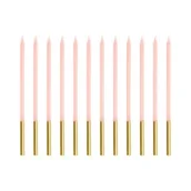 Urodziny dla dorosłych - PartyDeco Świeczki urodzinowe gładkie różowe 14cm 12szt - miniaturka - grafika 1