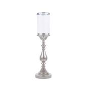 Lampy pozostałe - ŚWIECZNIK ELLEN srebrny ze szklaną osłonką styl klasyczny - miniaturka - grafika 1