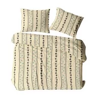 Pościel - Karo Pościel flanelowa 160x200 1601N kremowa wielokolorowa liście paski Flanela Komfort - miniaturka - grafika 1