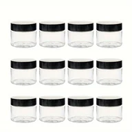 Pozostałe akcesoria kosmetyczne - TEMU 12 szt. 50ml Plastikowe Słoiczki Kosmetyczne z Czarnymi Zakrętkami - Idealne do Podróży i Domowego Użytku, Doskonałe do Kremów do Twarzy i - miniaturka - grafika 1