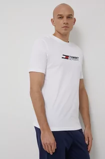 Koszulki męskie - Tommy Hilfiger t-shirt męski kolor biały z nadrukiem - grafika 1