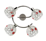 Lampy sufitowe - Candellux Kryształowy plafon sufitowy LAMPA ścienna OPRAWA spot ARON 98-12265 Chrom czerwony - miniaturka - grafika 1