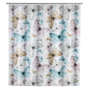 Wenko Zasłona prysznicowa Butterfly PEVA 180x200 cm B071NHWV28 - Zasłony prysznicowe - miniaturka - grafika 1