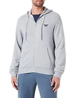 Bluzy męskie - Emporio Armani Underwear Męska bluza Iconic Terry Sweater, jasnoszary melanż, M, jasnoszary melanżowy, M - miniaturka - grafika 1