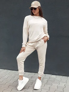 Komplet damski welurowy URBANVELVET ecru Dstreet AY1058 - Dresy damskie - miniaturka - grafika 1