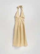 Sukienki - Reserved - Lniana sukienka z wiązaniem - beżowy - miniaturka - grafika 1