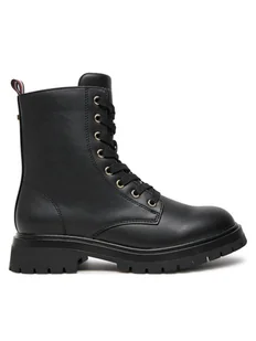 Tommy Hilfiger Trapery Lace-Up Bootie T3A5-33569-1351 S Czarny - Buty dla dziewczynek - miniaturka - grafika 1