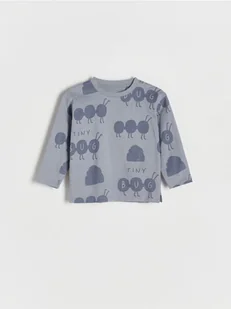 Reserved - Bawełniany longsleeve z nadrukiem - jasnoniebieski - Bluzki dla niemowląt - miniaturka - grafika 1