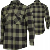 Koszule męskie - Koszula Flanelowa Męska W Kratę Mil-Tec Z Długim Rękawem Czarna / Olive XL - miniaturka - grafika 1
