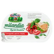 Sery - Piątnica Milandia Ogród Smaków Serek śmietankowy w plastrach z pomidorami papryką i bazylią 150 g - miniaturka - grafika 1