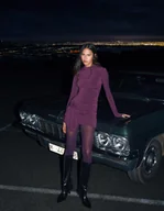 Rajstopy - Bershka Rajstopy Kobieta S Fioletowy - miniaturka - grafika 1