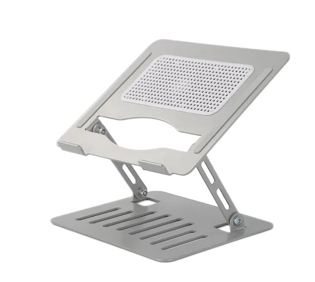 Podstawka Pod Laptopa Składana Regulowana Aluminiowa Stojak Z Chłodzeniem Srebrny